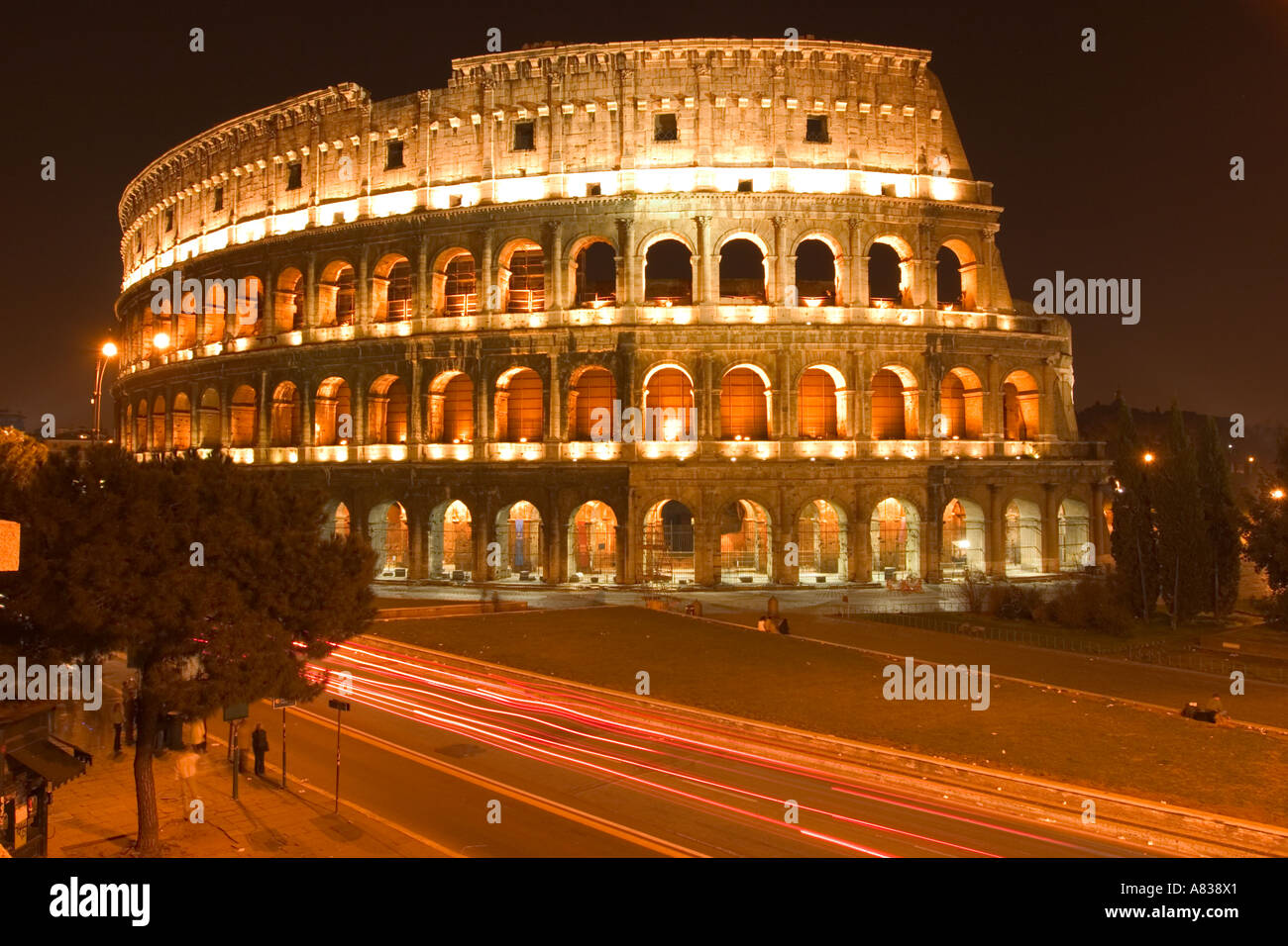 Colosseum in Rome at night Stock Photo
