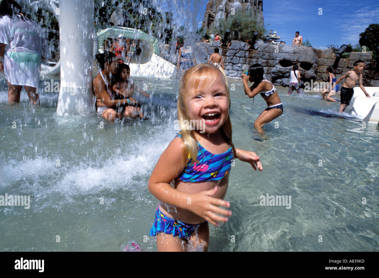 Girl at Six Flags Hurricane Harbor Los Angeles County California United States of America Stock Photo