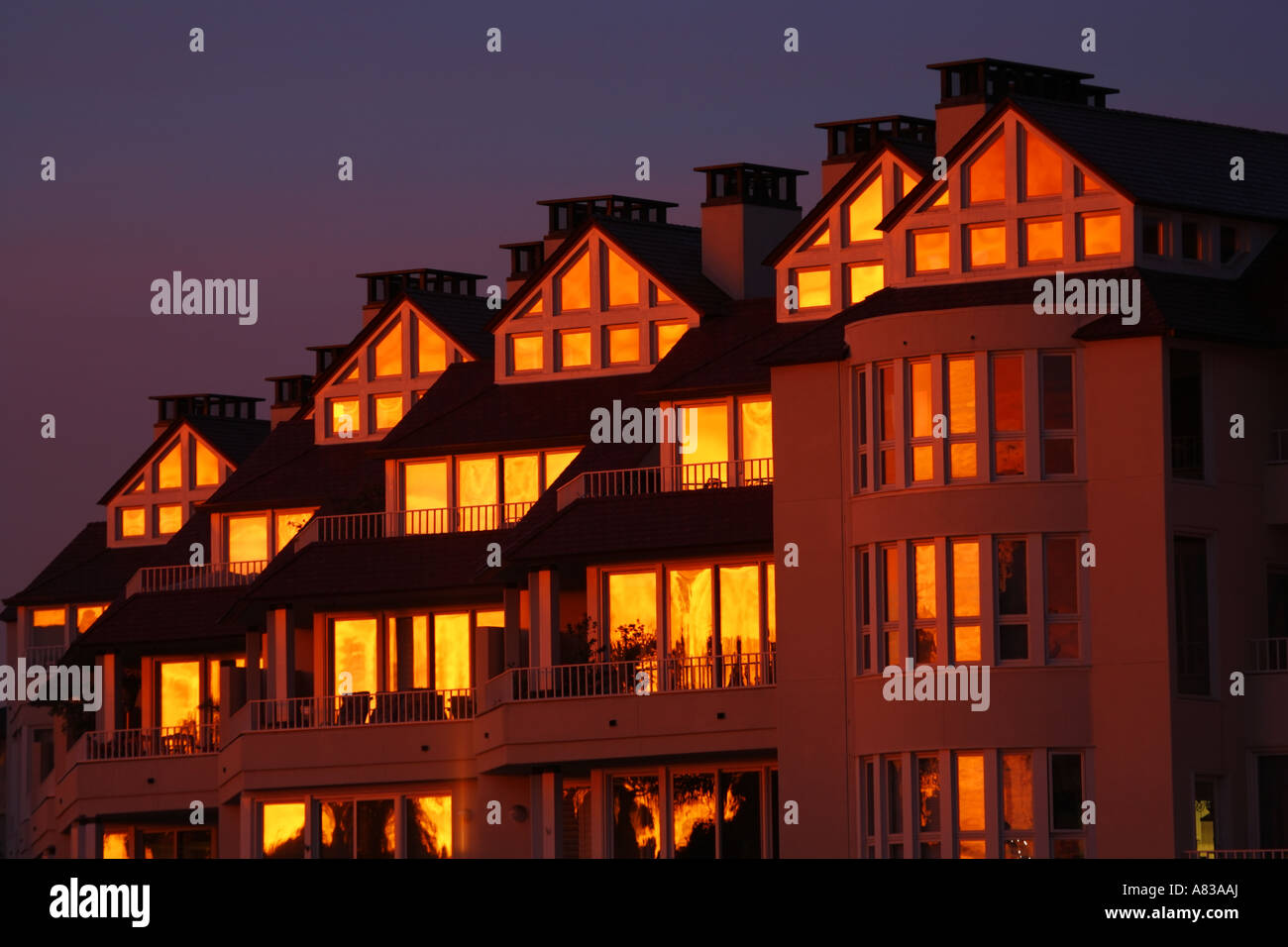 Apartments on Coronado during a beautiful sunrise San Diego California Stock Photo