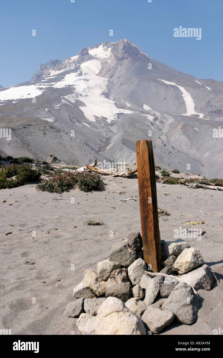 Wood post on Mt. Hood Stock Photo