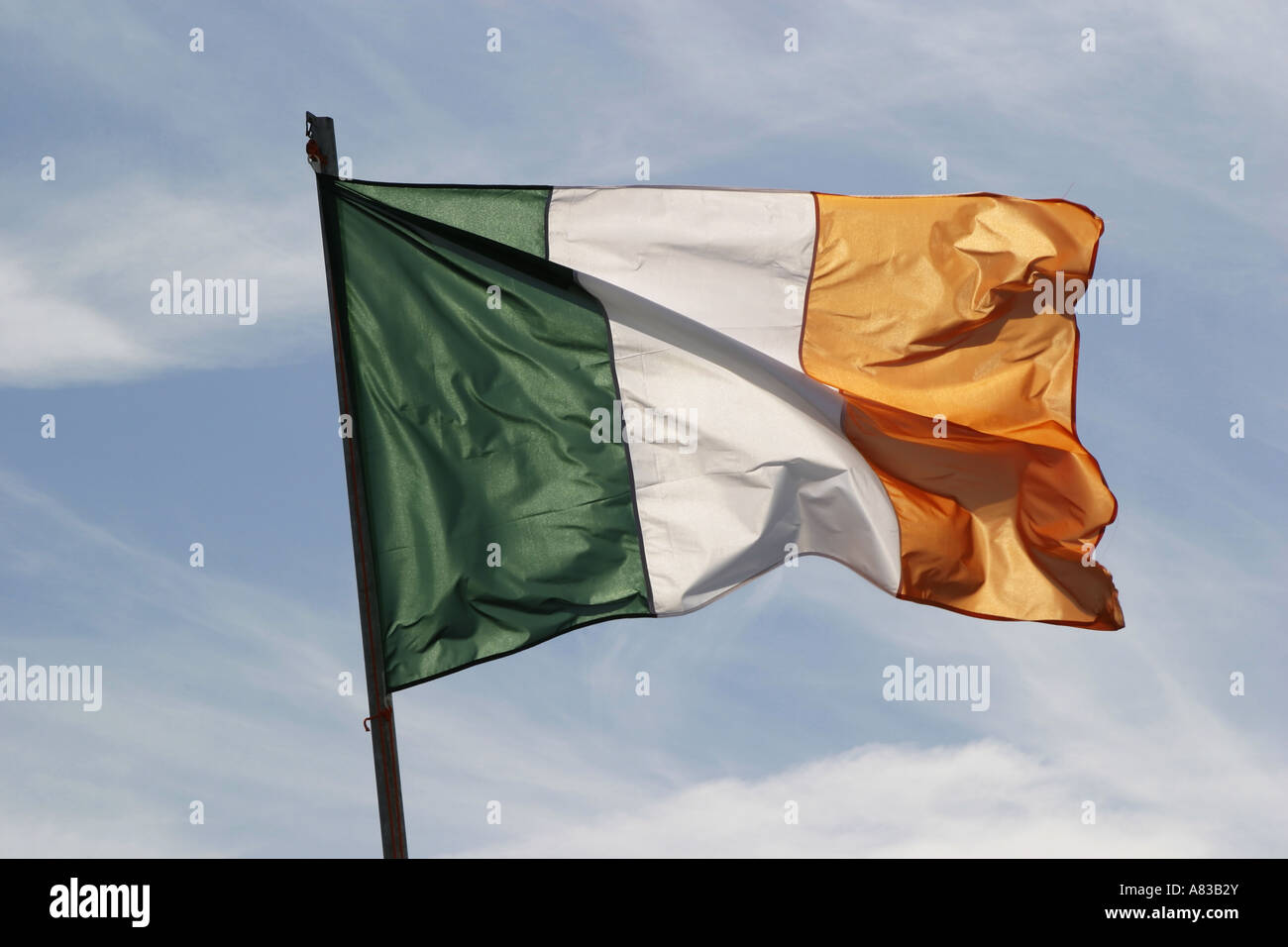 Irish Flag In The Wind Stock Photo