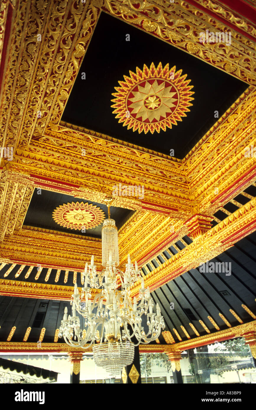 The Ornate Gold Leaf Ceiling Of The Pendopo Pavilion In The