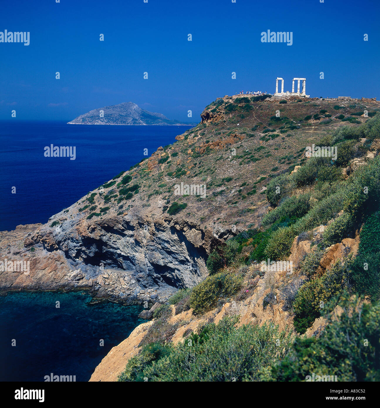 White temple of Poseidon, Cape Sounion GREECE Stock Photo - Alamy