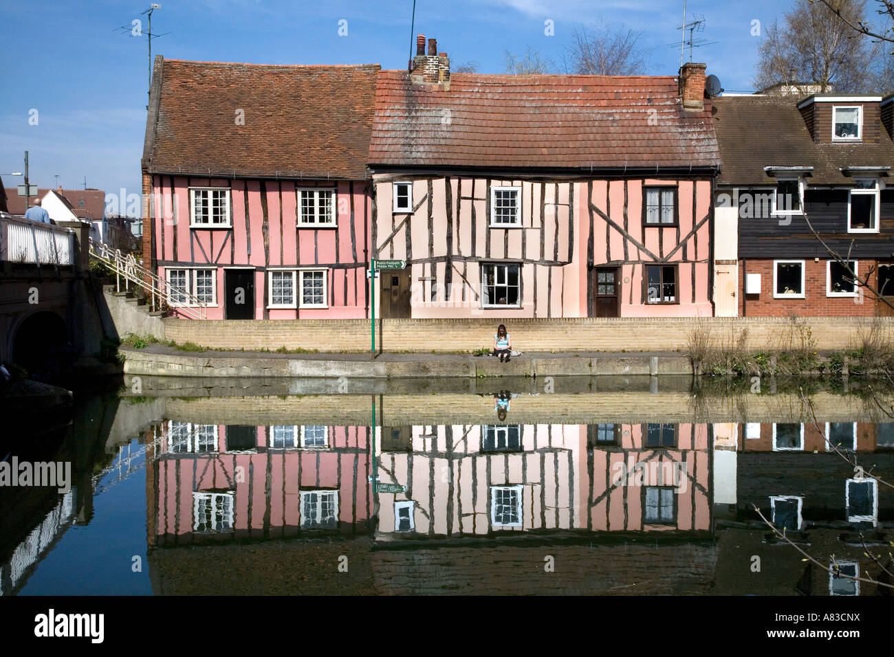 Riverside Cottages near the Castle Park Colchester Essex. old TIMBER