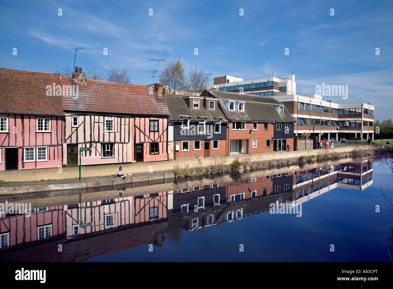Riverside Cottages near the Castle Park Colchester Essex A mix of old