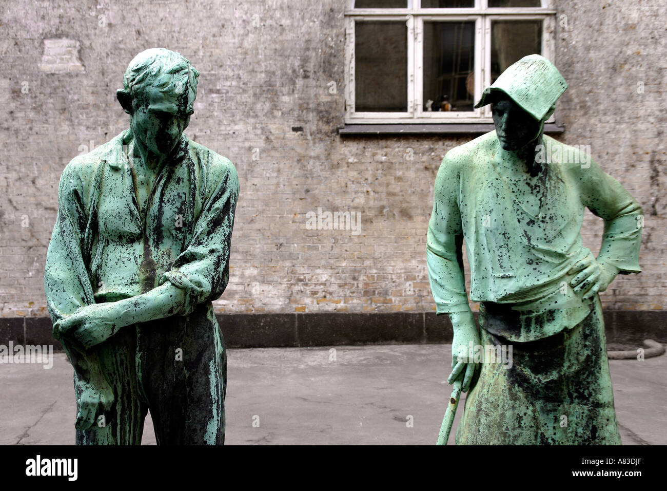 Bronze statues outside the Nationalmuseet in Copenhagen Denmark Stock Photo