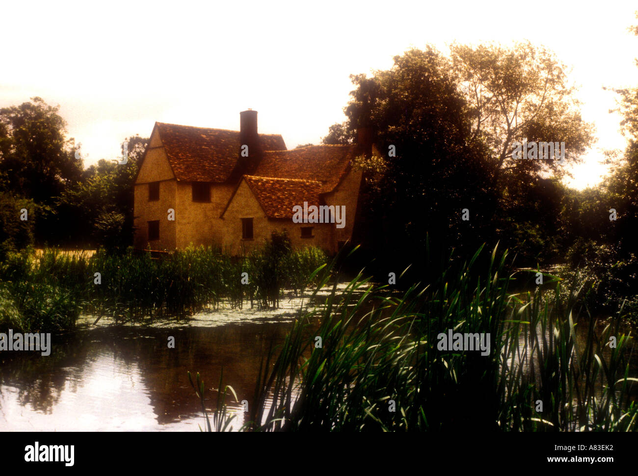 A view of Willy Lotts Cottage painted by John Constable in Dedham Vale East Anglia  Essex England UK Stock Photo