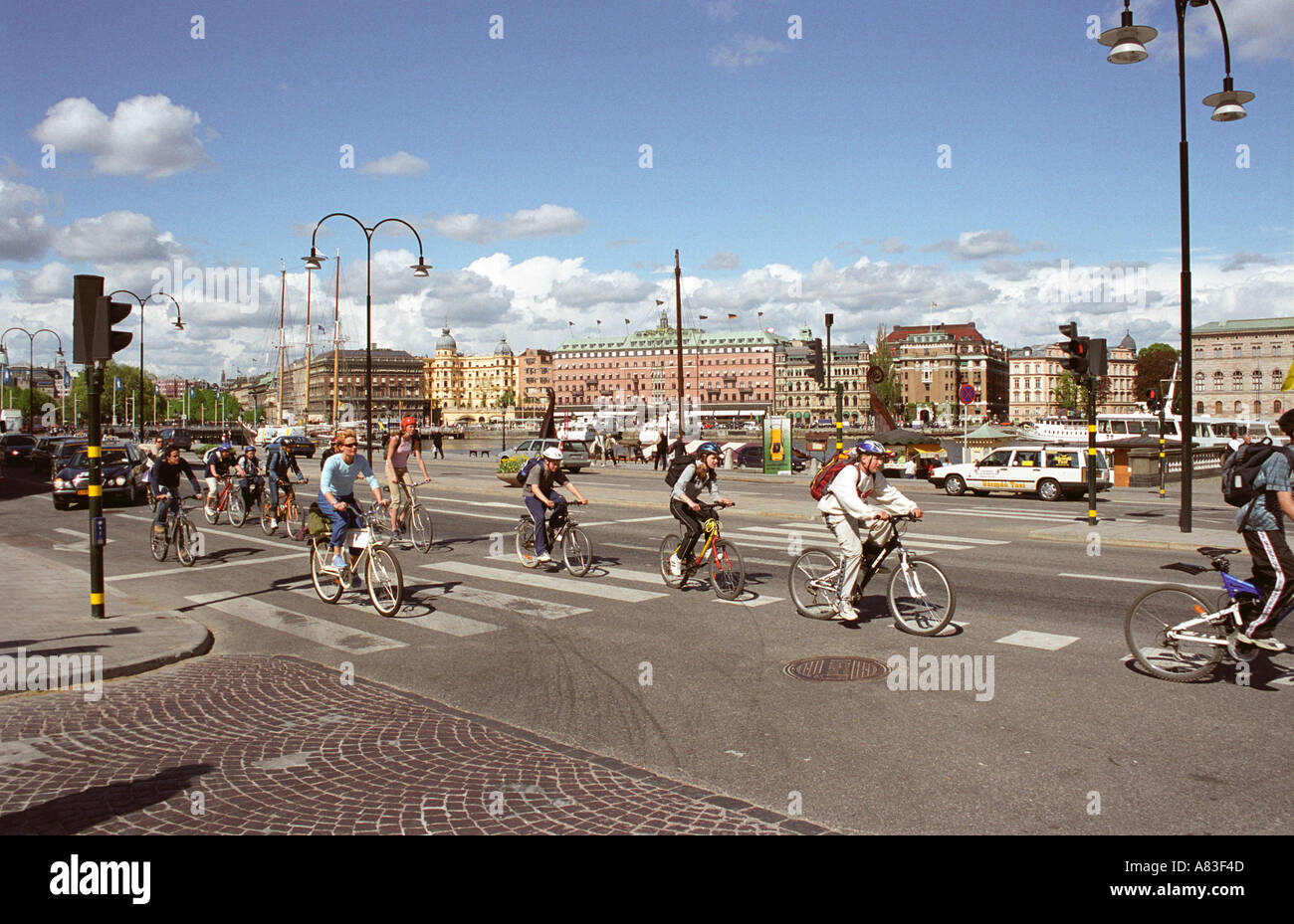 cyclists in Stockholm Sweden Stock Photo