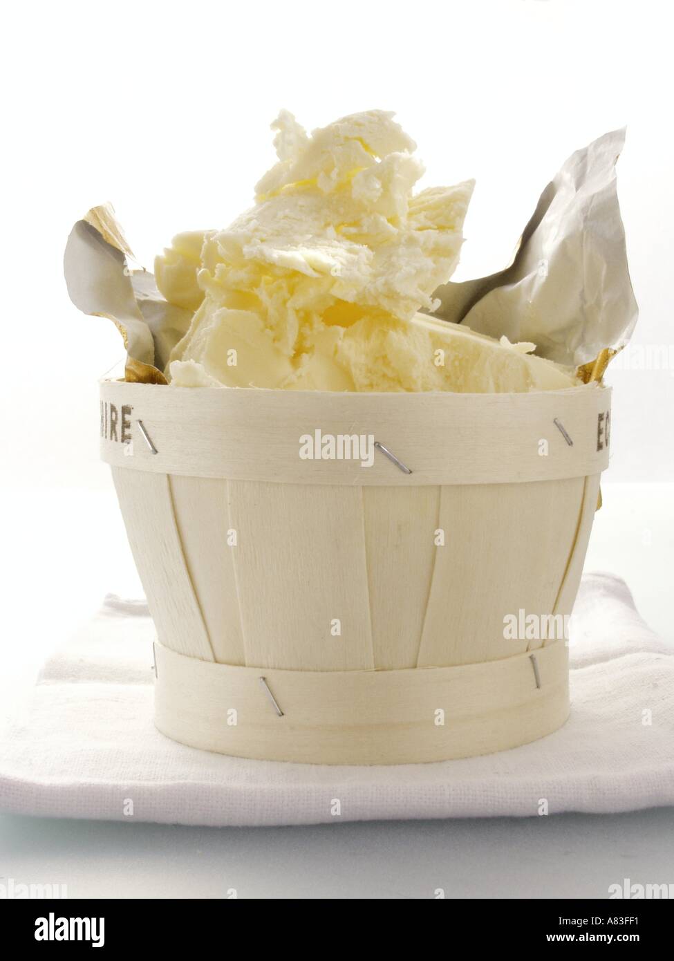 Butter in Container with Knife Stock Photo Alamy