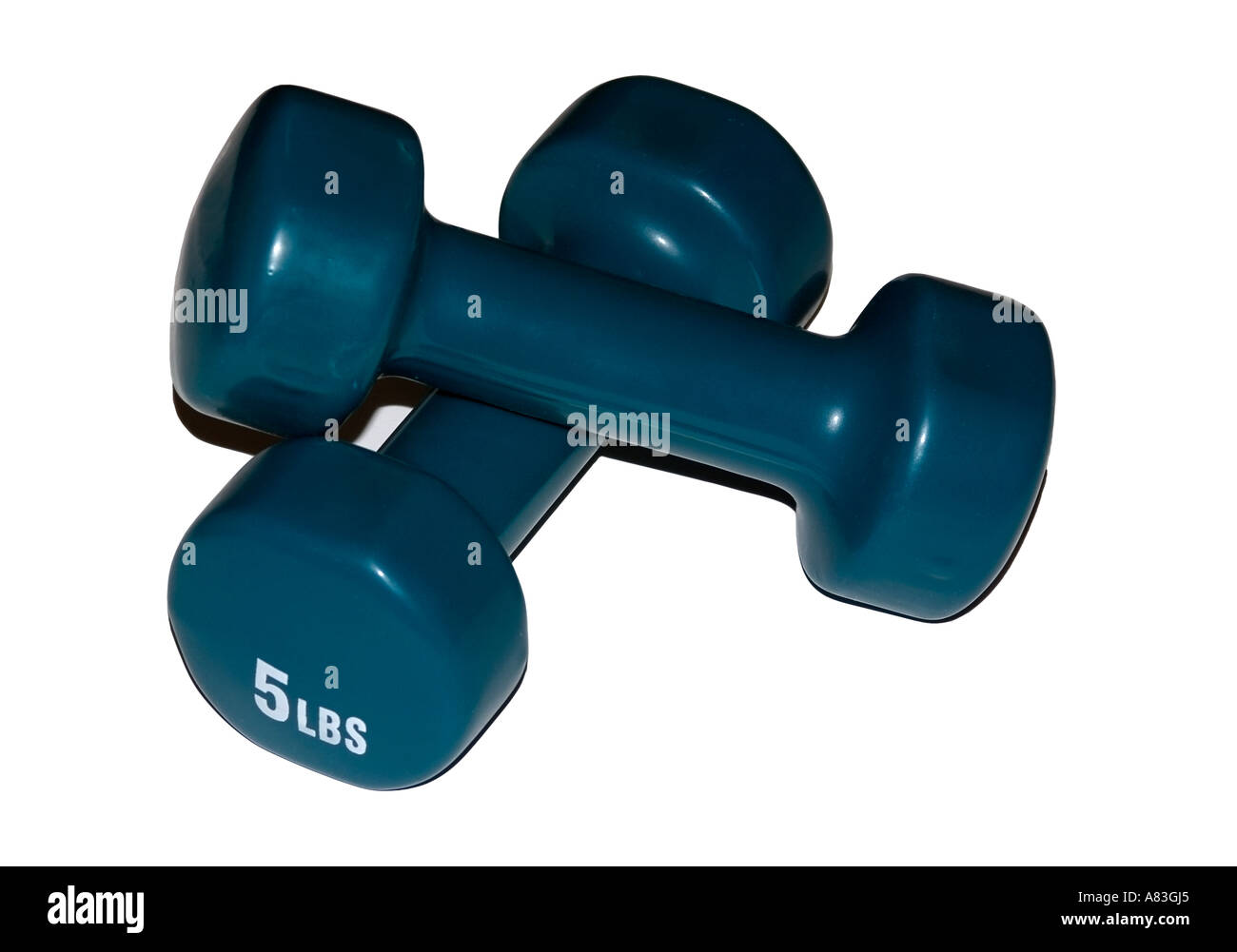 Five pound dumbell weight pair white background Stock Photo Alamy