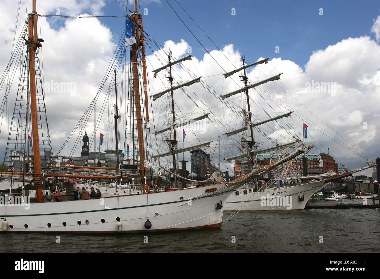Sailing ship 'Artemis' visiting Hamburg during the annual harbour birthday festivities in Hamburg Stock Photo