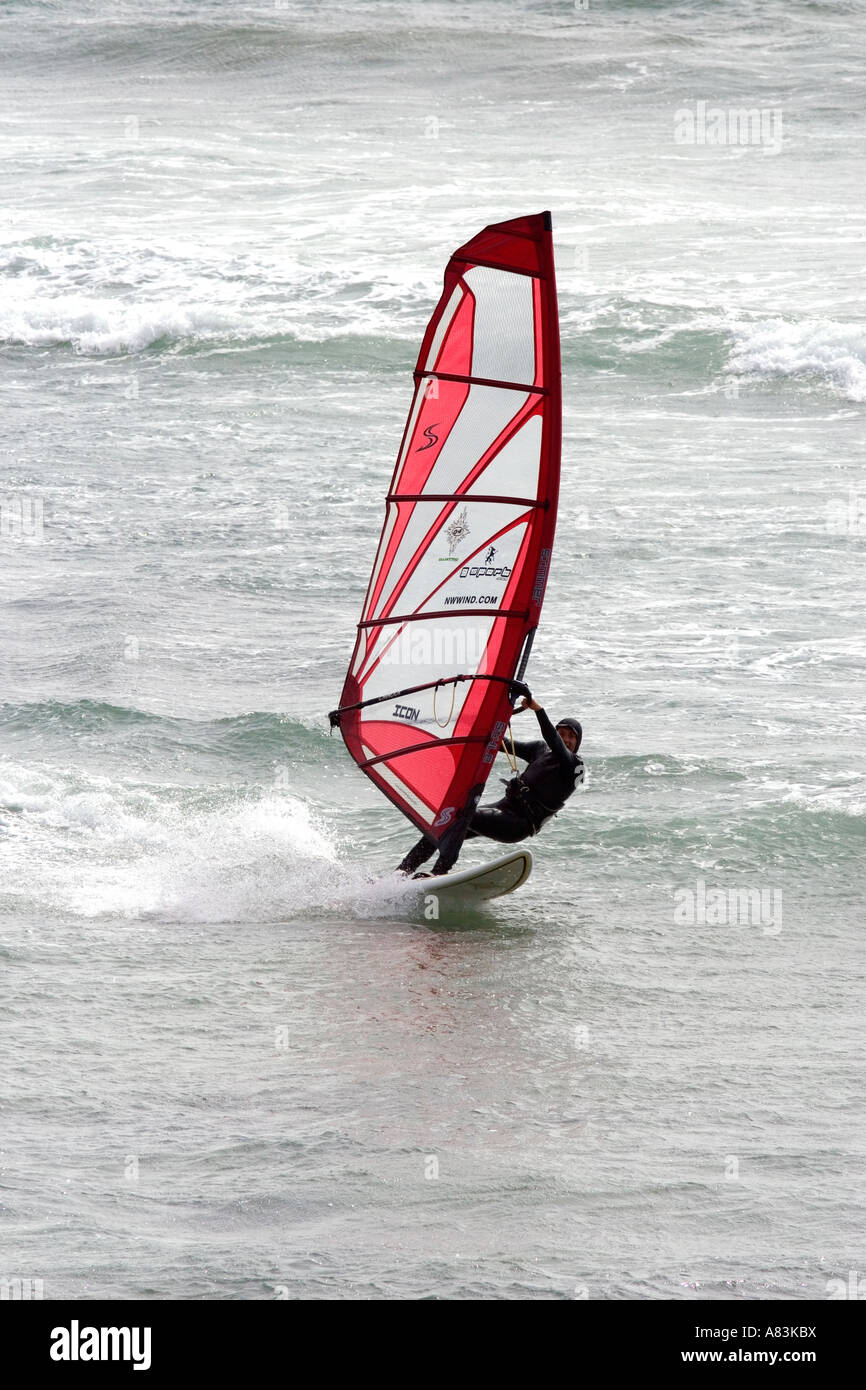 Windsurfing in the pacific ocean on the California coast Stock Photo