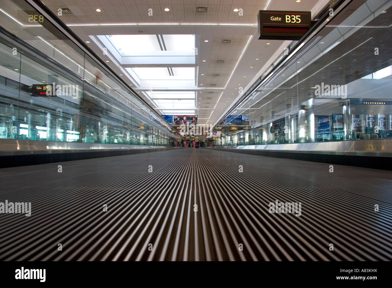 Moving walkway at the Denver International Airport Colorado Stock Photo