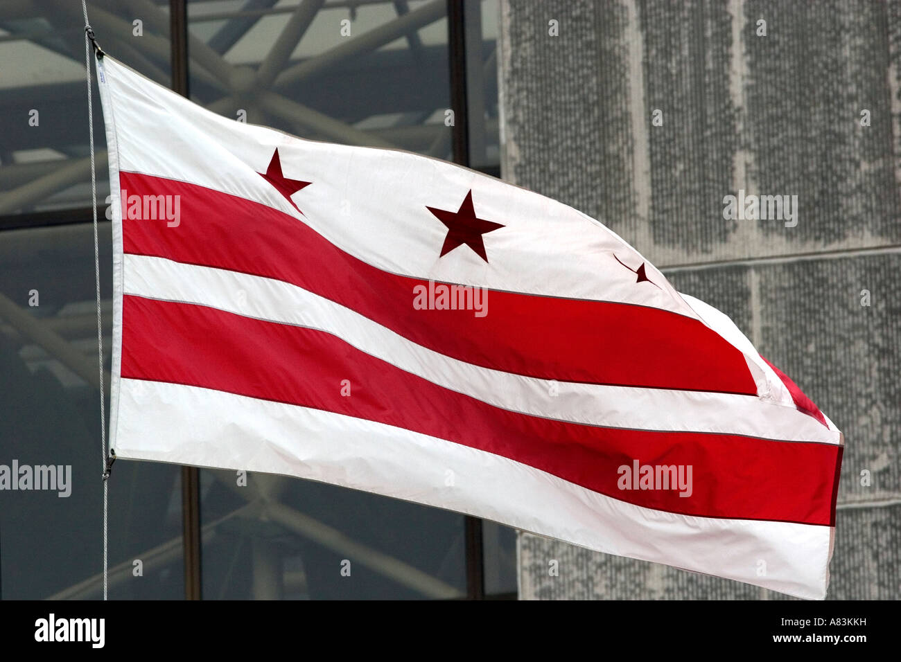 The state flag of the District of Columbia in Washington D C Stock Photo