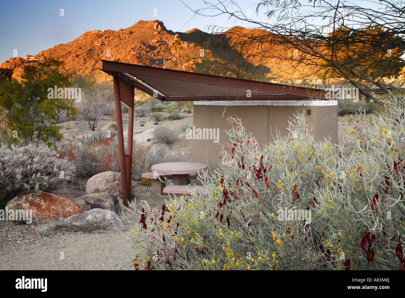 A picnic area in downtown Carefree Arizona Stock Photo Alamy