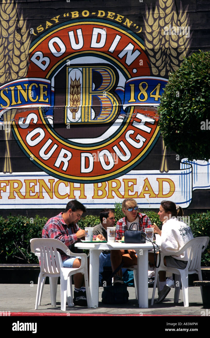 Sidewalk cafe at Fisherman s Wharf in San Francisco California Stock Photo