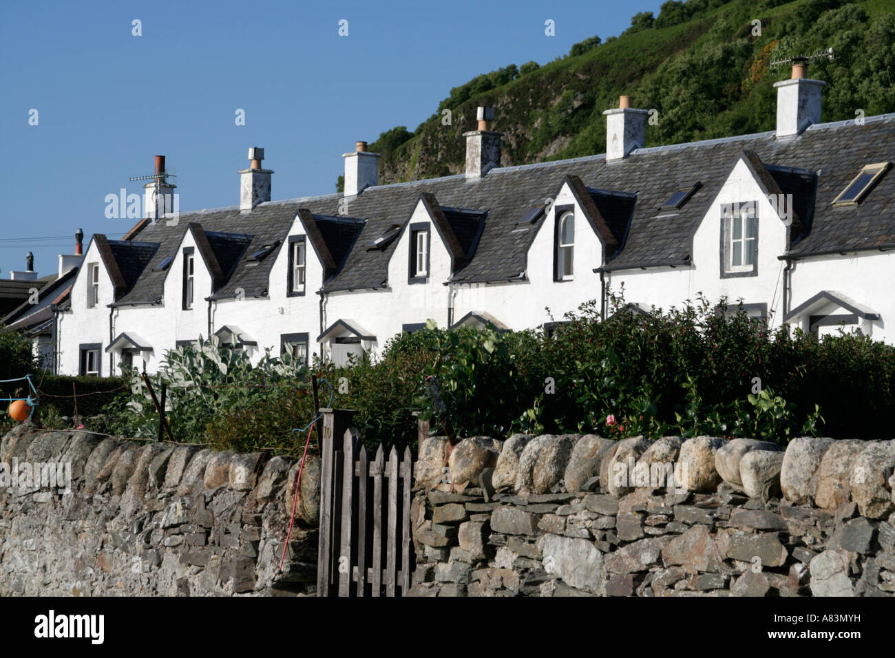 line of catacol village houses isle of arran scotland Stock Photo Alamy