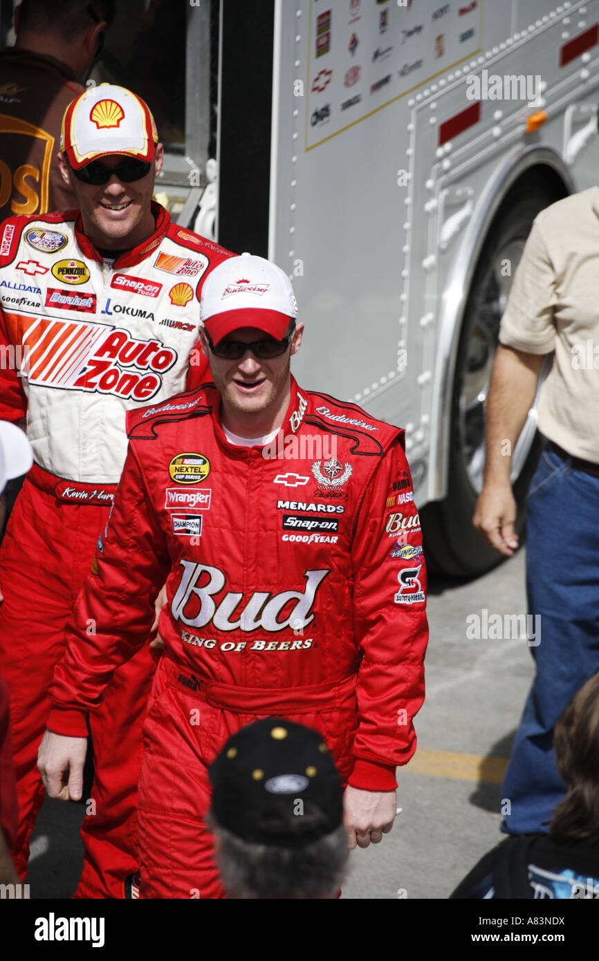 Kevin Harvick and Dale Earnhardt Jr at a NASCAR race at the Las Vegas Motor Speedway Las Vegas Nevada Stock Photo