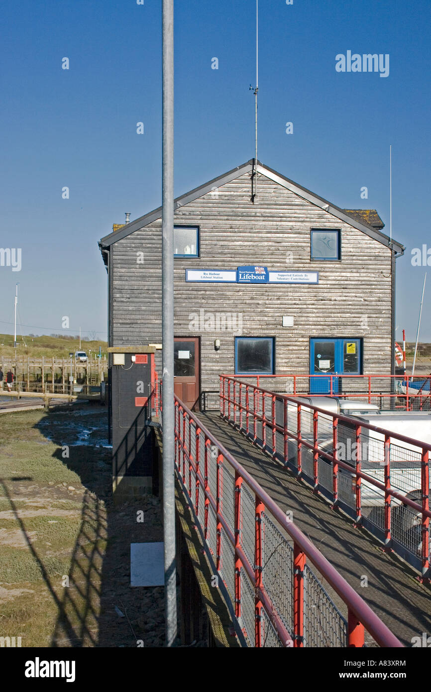 Exterior of Rye Harbour Lifeboat Station, Rye, East Sussex, England, UK Stock Photo
