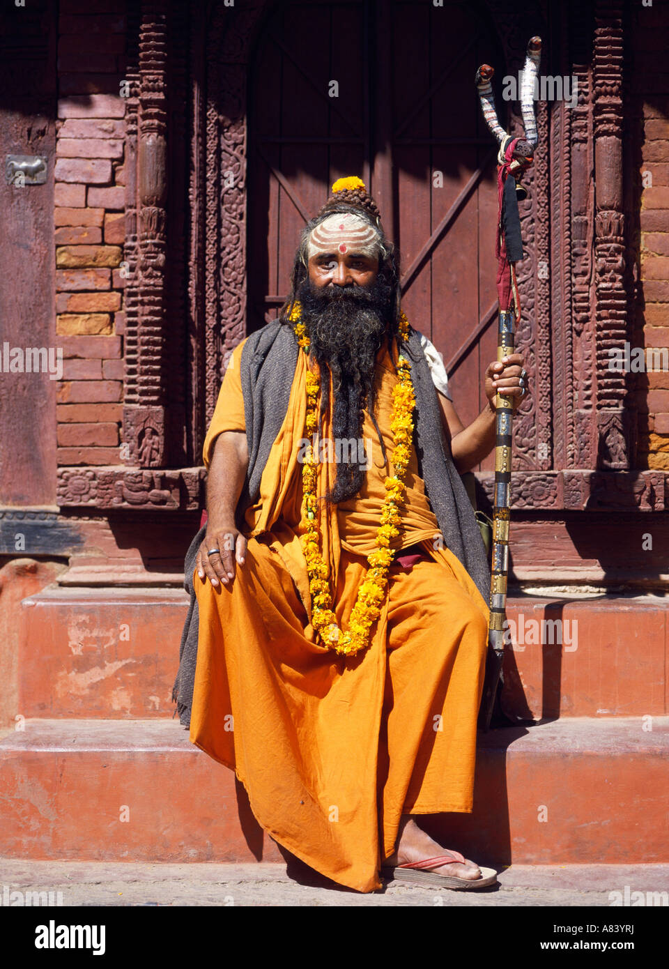 Sadhu with trident of Shiva Stock Photo - Alamy