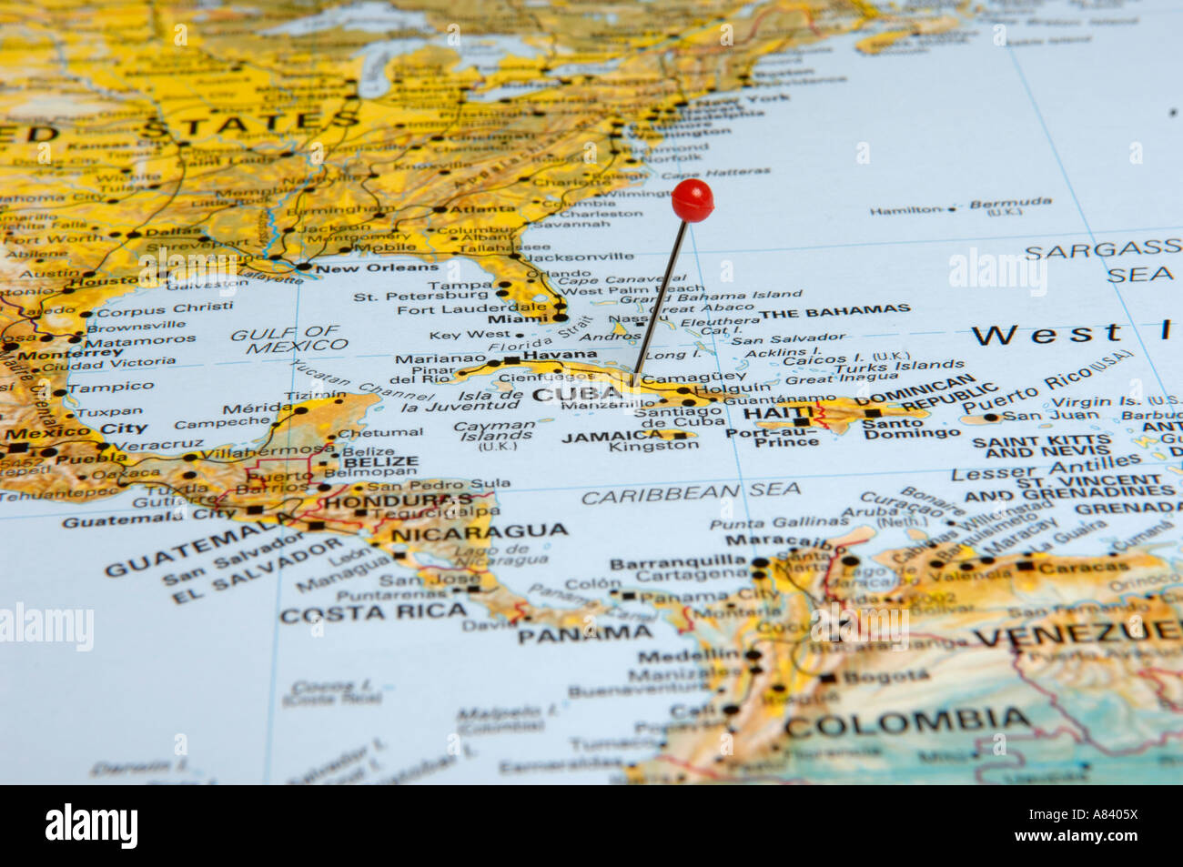 West Indies On World Map Cuba A8405X 