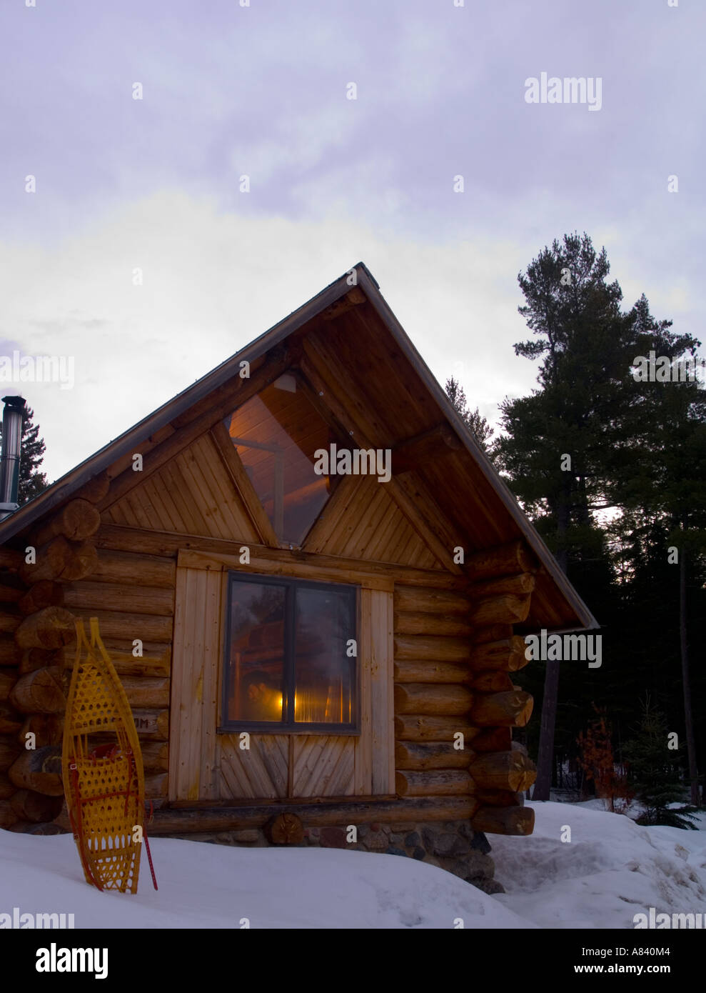 Snowshoes stand ready as dawn breaks Snowshoe Country Lodge Isabella