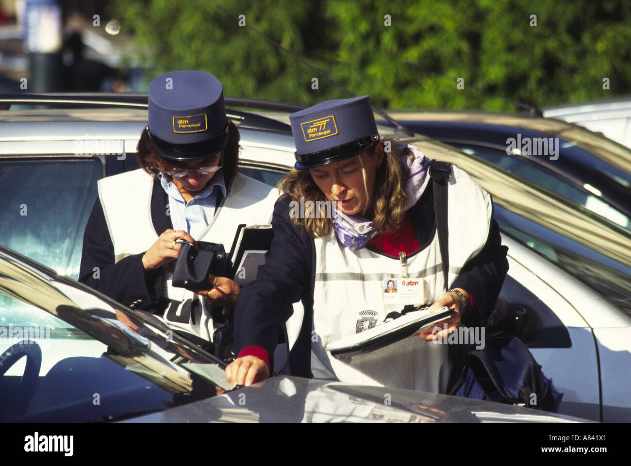 Traffic Wardens Turin Italy Stock Photo
