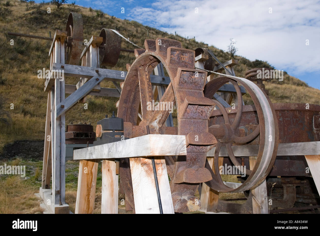 Historic gold mining equipment at Golden Point Historic Reserve Central