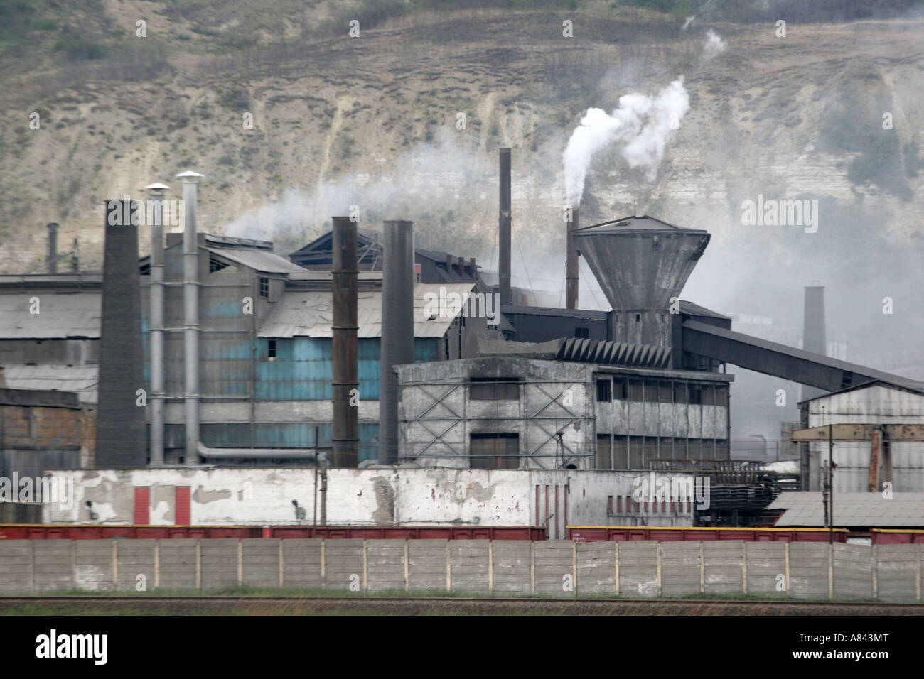 The lead factory Sometra in Copsa Mica The town is the most polluted town in Europe April 2007 Romania Stock Photo