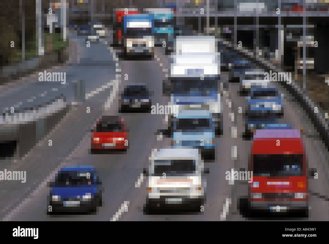 Heavy traffic pixelated Stock Photo