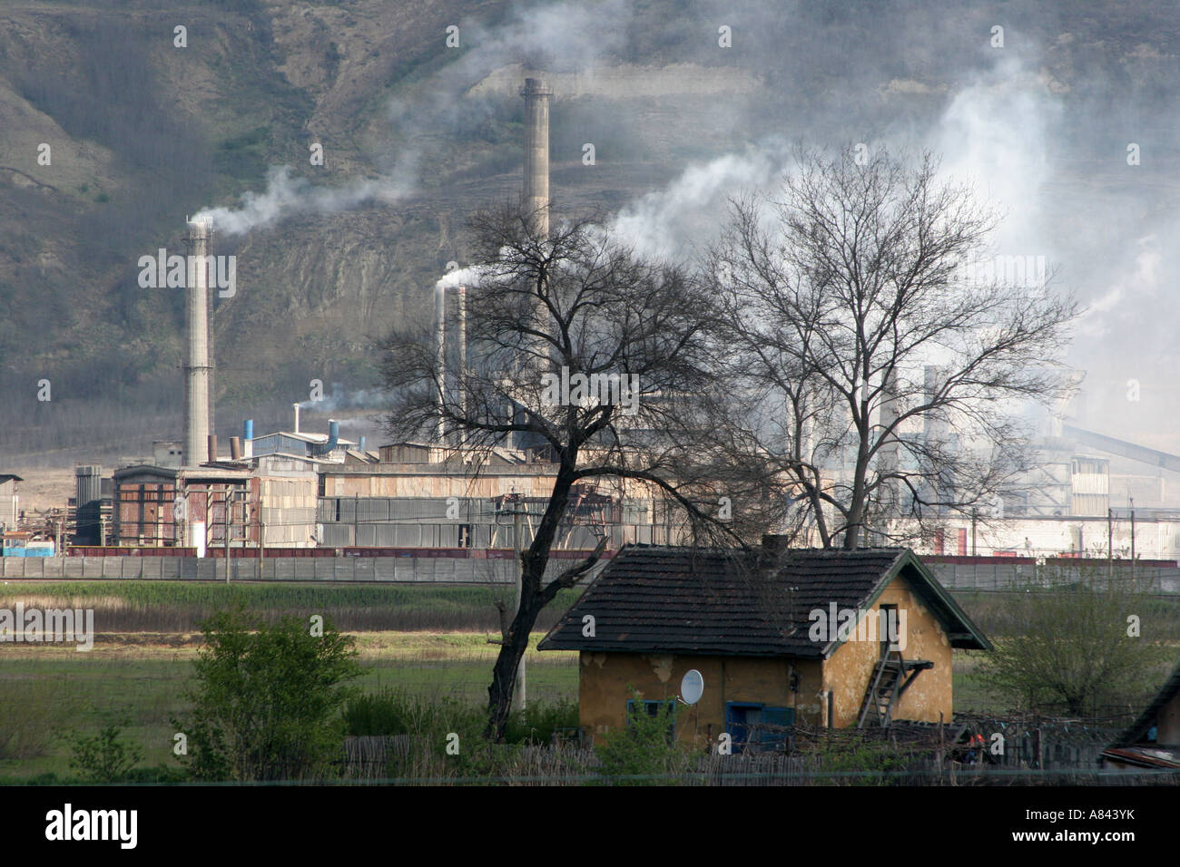 The lead factory Sometra Copsa Mica is the most polluted town in Europe April 2007 Romania Stock Photo