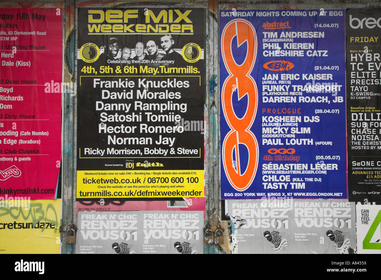 Posters for music events London 2007, England Stock Photo