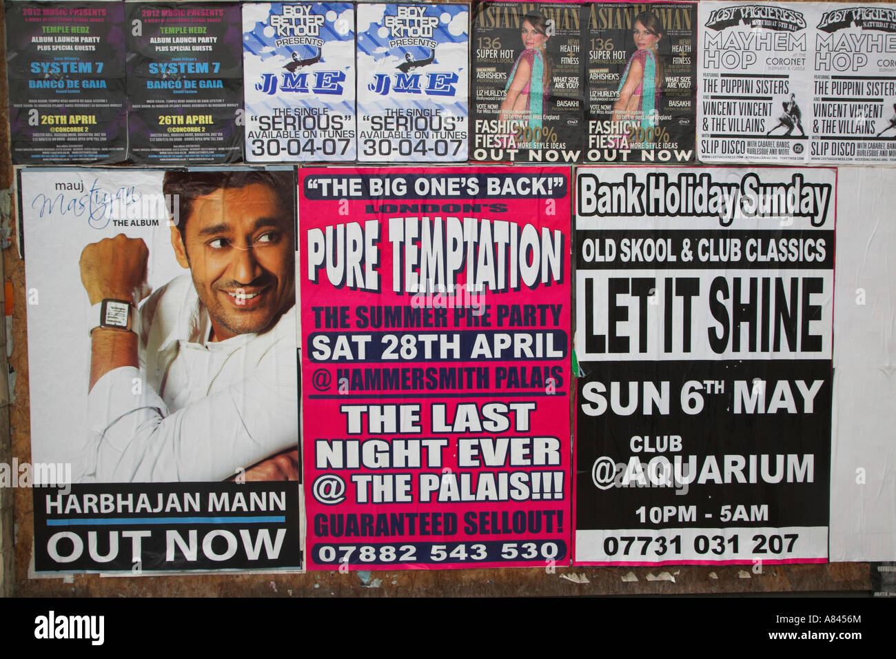 Posters for music events London 2007, England Stock Photo Alamy