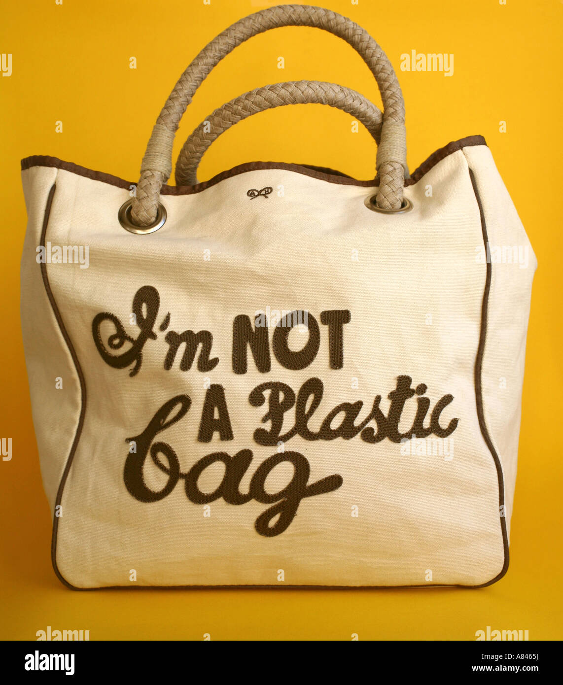 Anya Hindmarch fashion item I'm NOT A Plastic Bag Stock Photo Alamy