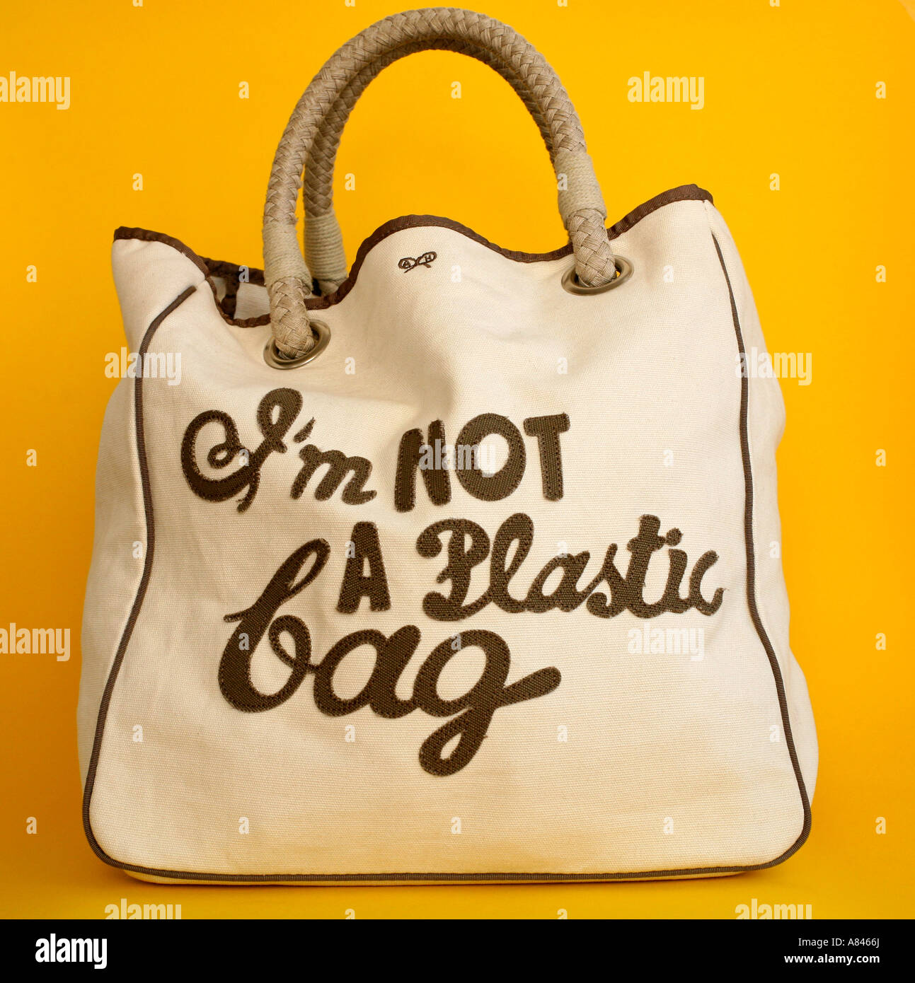 Anya Hindmarch fashion item I'm NOT A Plastic Bag Stock Photo Alamy