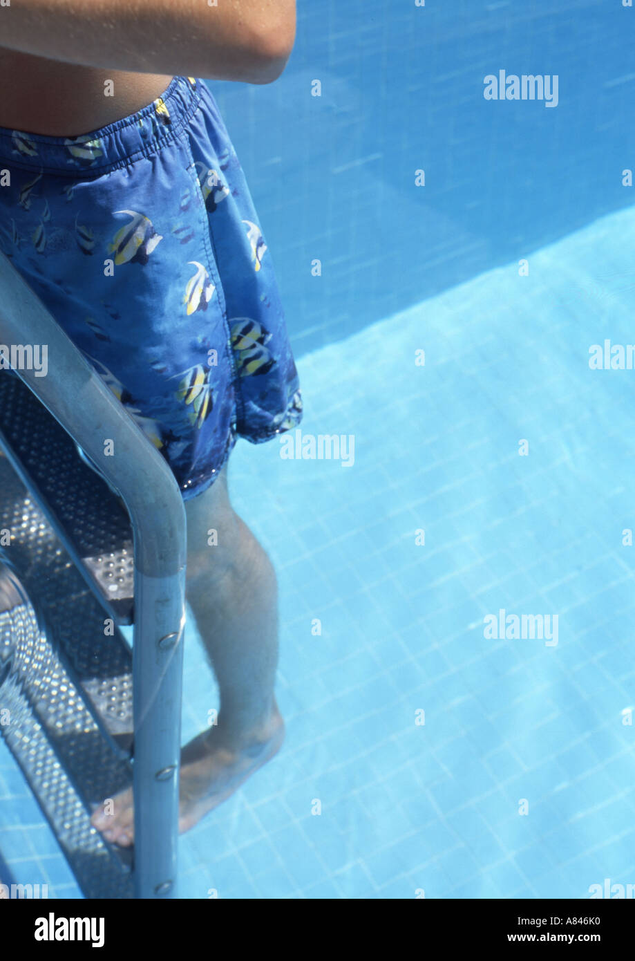man with fish covered bathing costume and swimming pool Stock Photo - Alamy