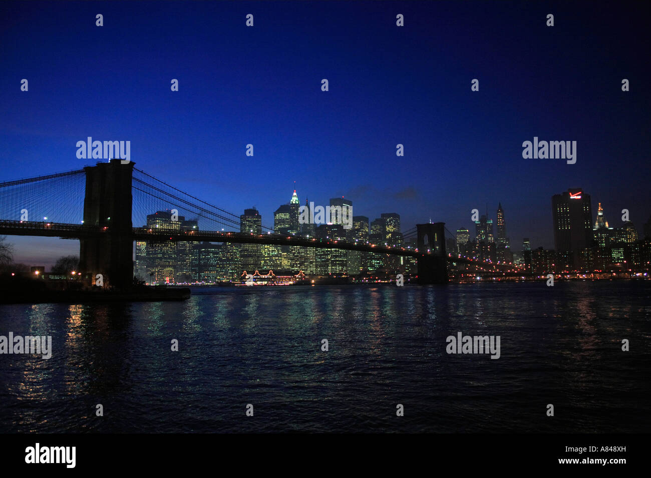 view on brooklyn bridge and skyline. new york city, manhattan, usa Stock Photo