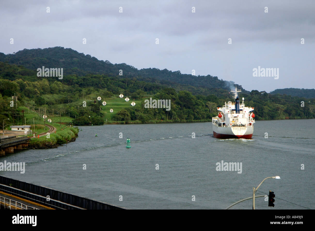 Cargo ship in the Panama Canal, Panama Stock Photo - Alamy