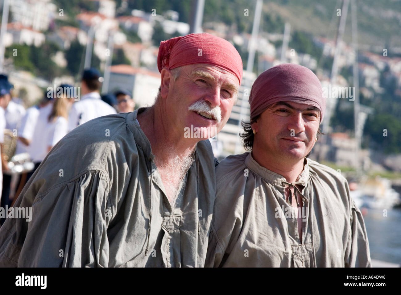 Two people wearing renaissance costumes at the opening ceremony of a ...