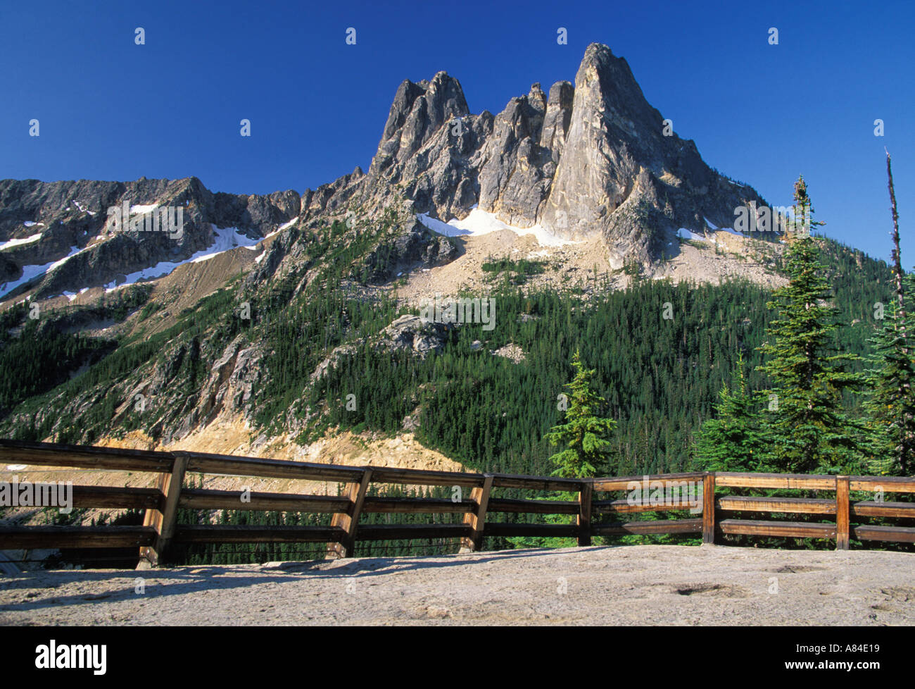 Liberty Bell Mountain and Washington Pass Overlook North Cascades Washington Stock Photo