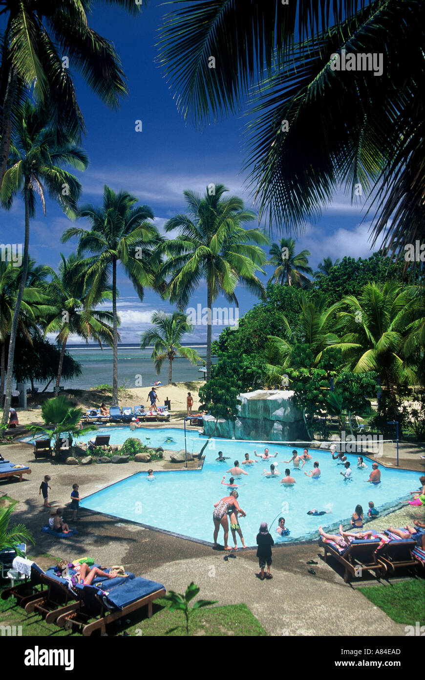 Swimming Pool Naviti Resort Coral Coast Fiji South Pacific Stock Photo