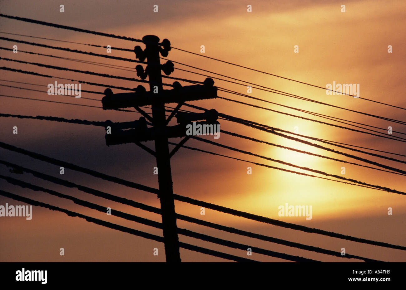 Frozen power lines in northern Finland Stock Photo - Alamy
