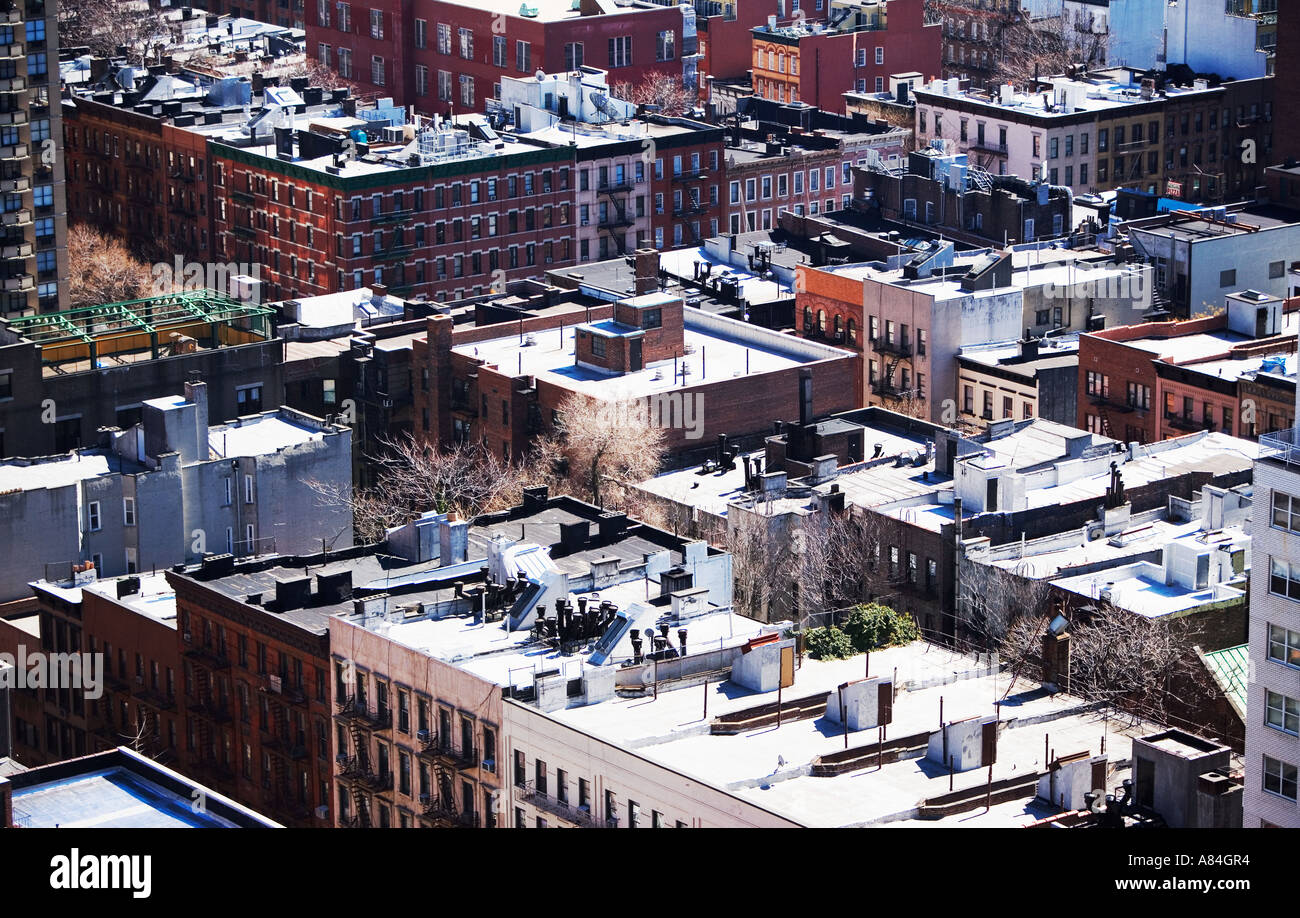 CITY ROOFTOPS, NEW YORK CITY, ROOFS, HOUSES, ARCHITECTURE, AERIAL VIEW