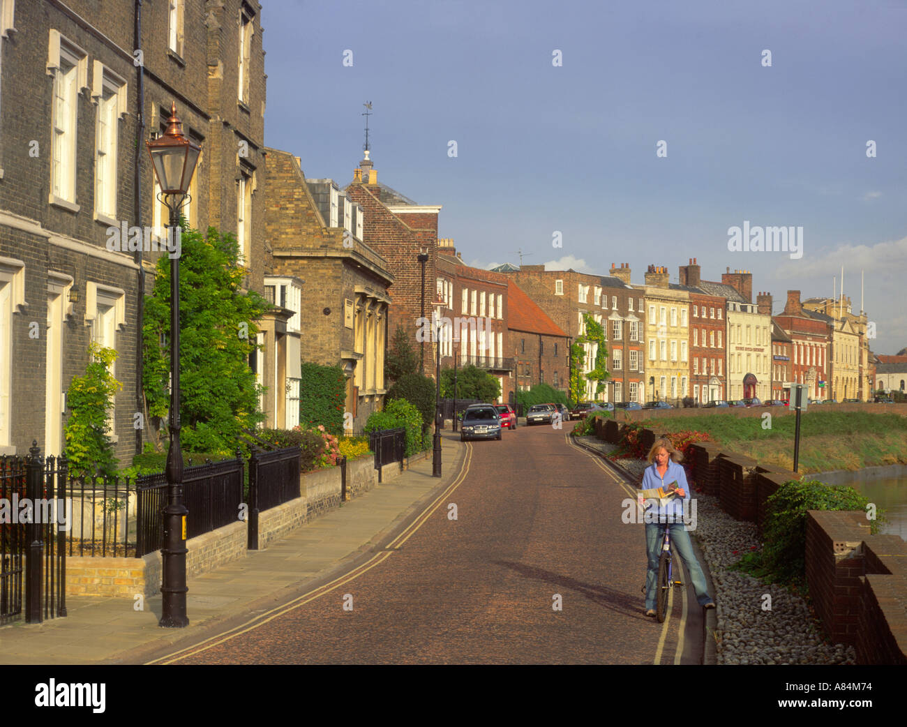 houses along North Brink in Wisbech Cambridgeshire England UK