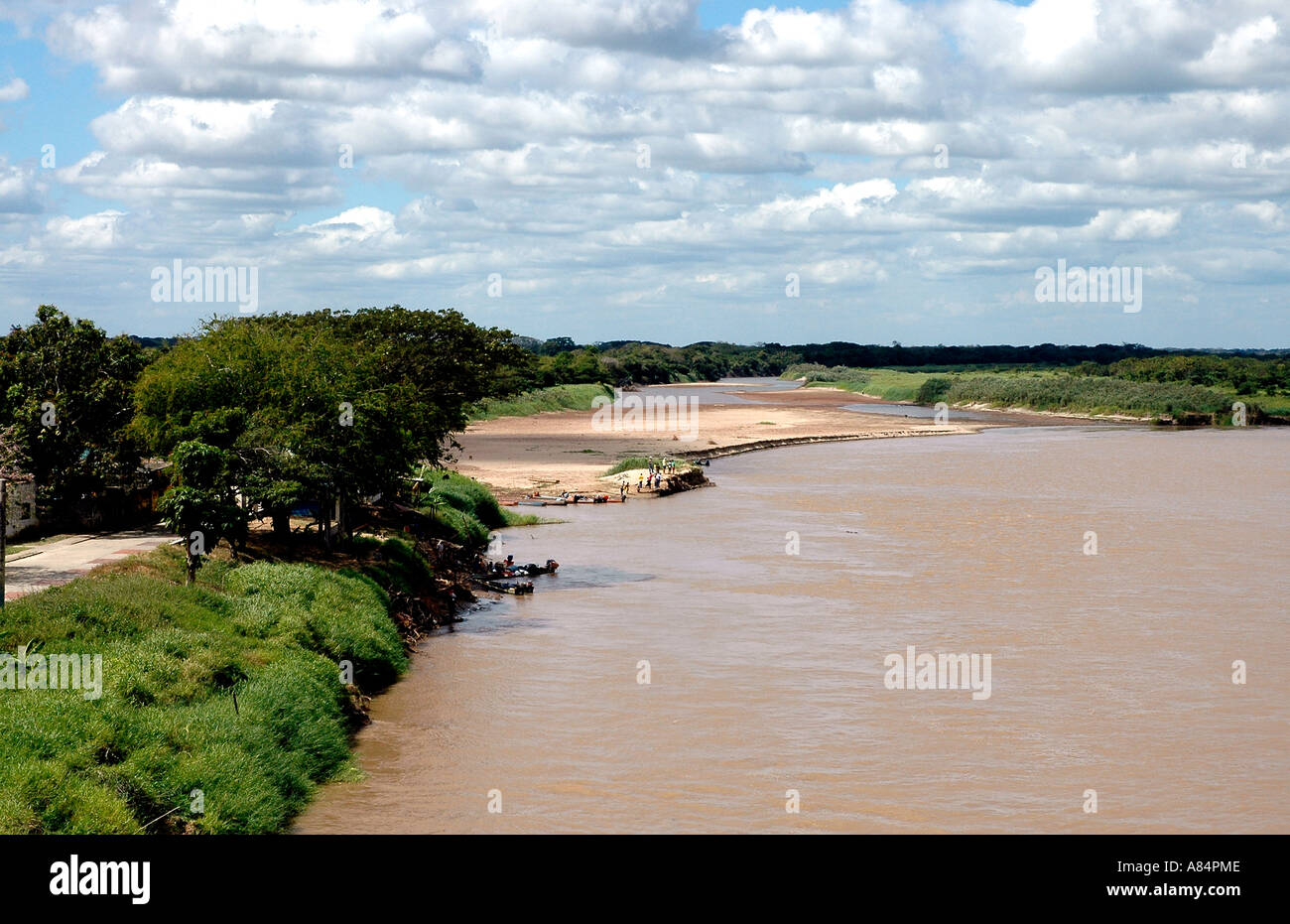 The Apure river at Bruzual in Barinas state, Venezuela. To the east the river joins the Orinoco Stock Photo