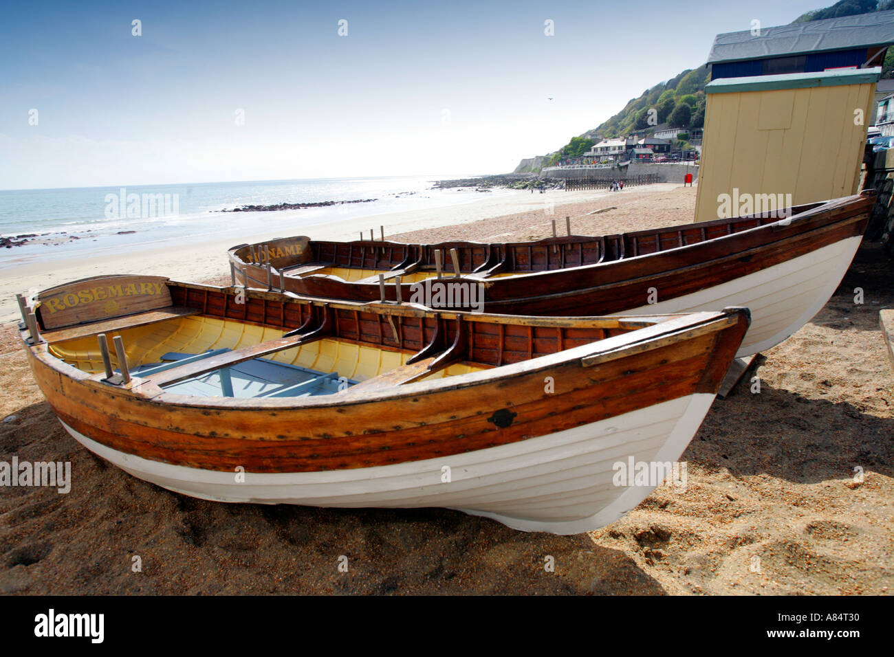 Rowing Boats Ventnor Beach Isle of Wight England UK Stock Photo