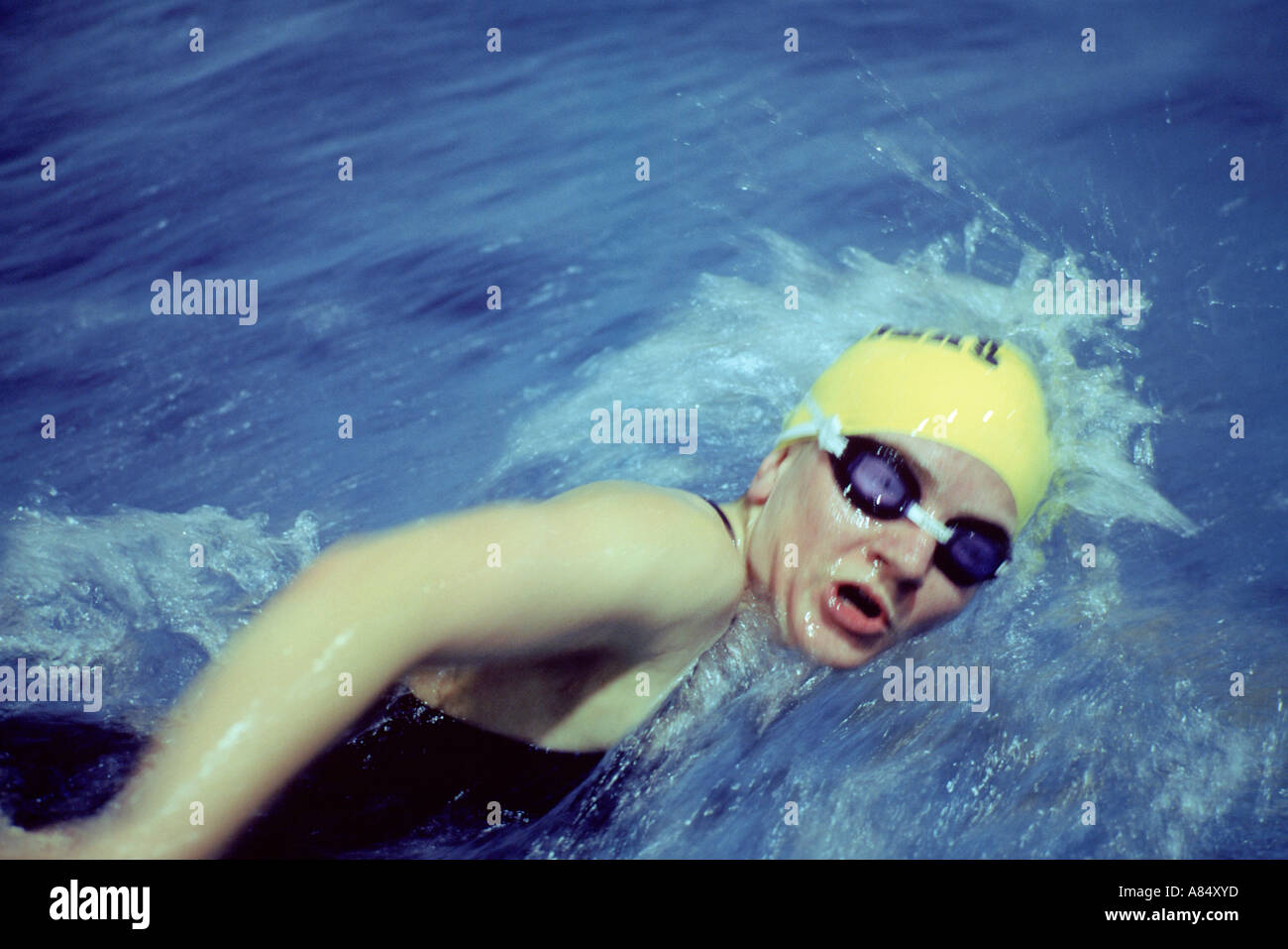 Sport Recreation Swimming Women Crawl swimming Stock Photo