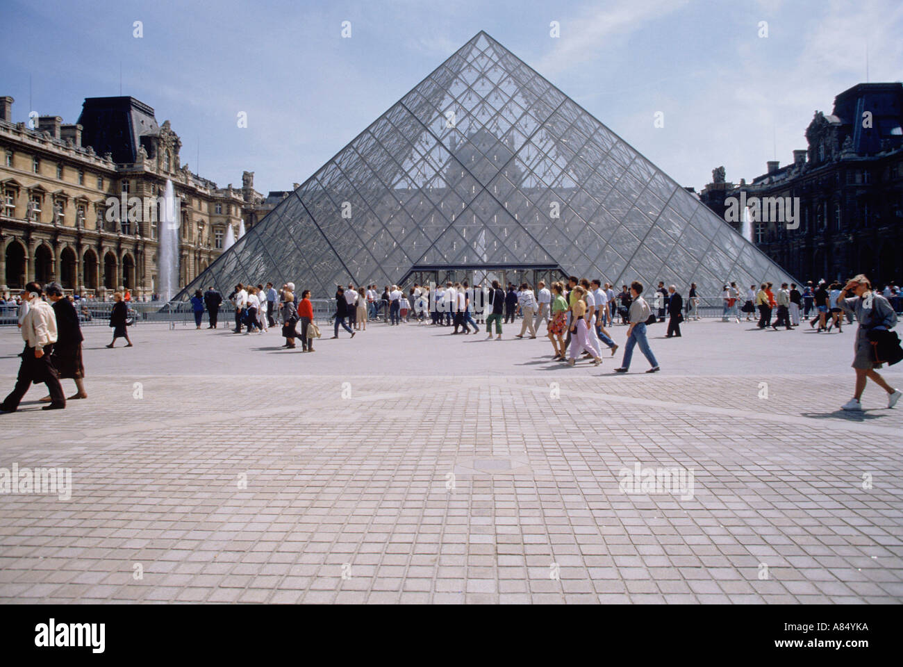 France. Paris. Louvre Pyramid. Stock Photo