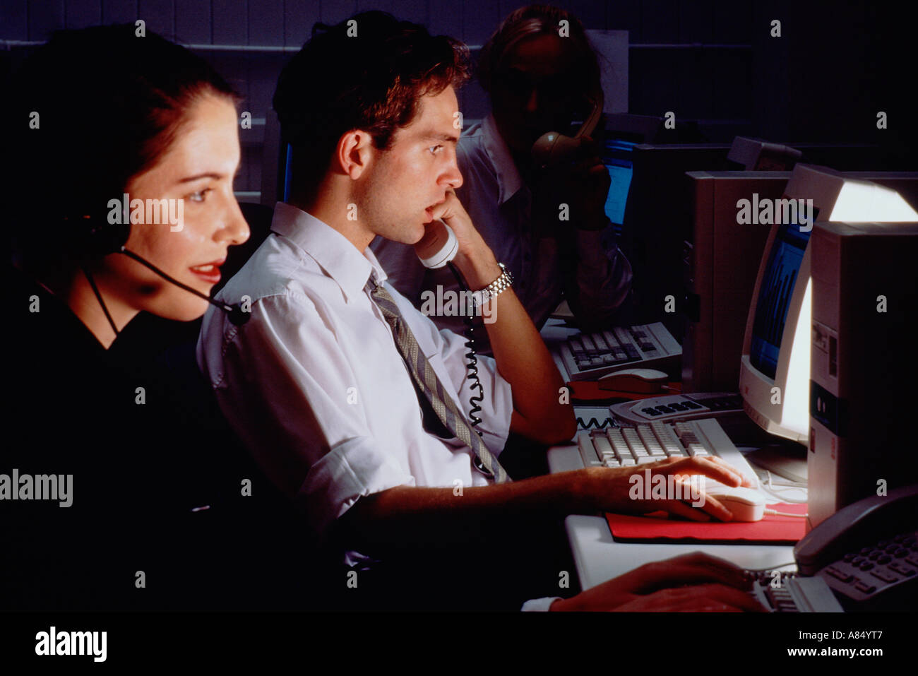 Call center telephone operators Stock Photo Alamy