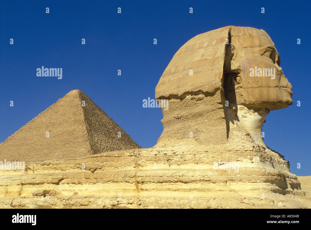 Sphinx and Great Pyramid Giza Plateau EGYPT Stock Photo - Alamy